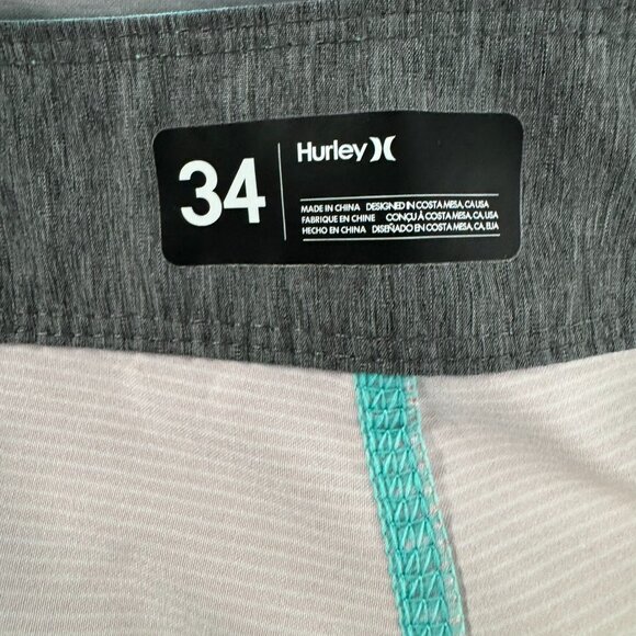 Hurley Boardshorts Mens Size 34 Striped Rainbow Coloful Swim Beach SS-1976 - Picture 9 of 12